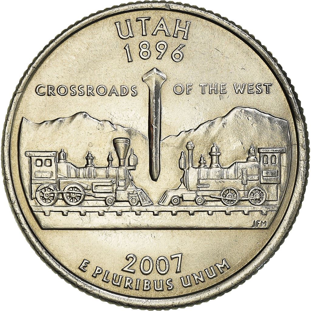 United States Coin American ¼ Dollar | George Washington | Utah | Locomotives | Golden Spike | KM400 | 2007