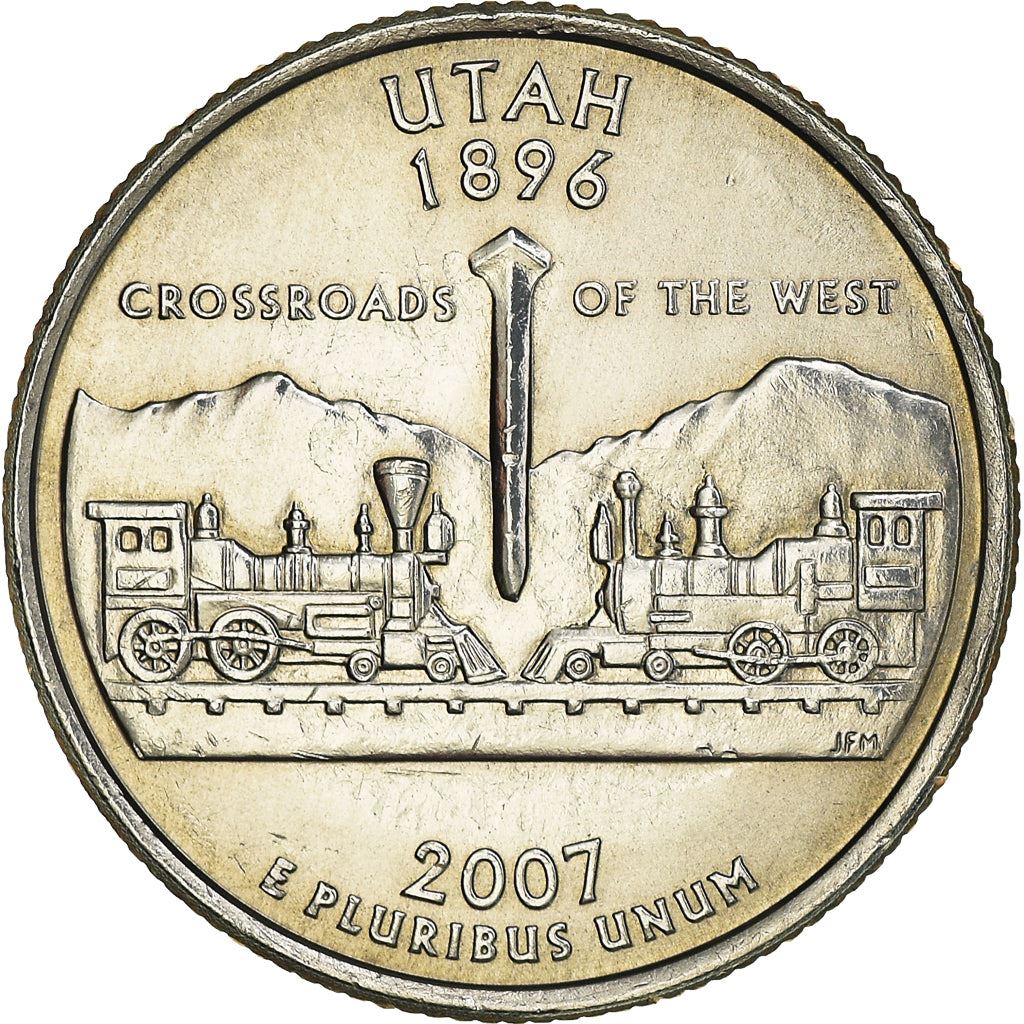 United States Coin American ¼ Dollar | George Washington | Utah | Locomotives | Golden Spike | KM400 | 2007