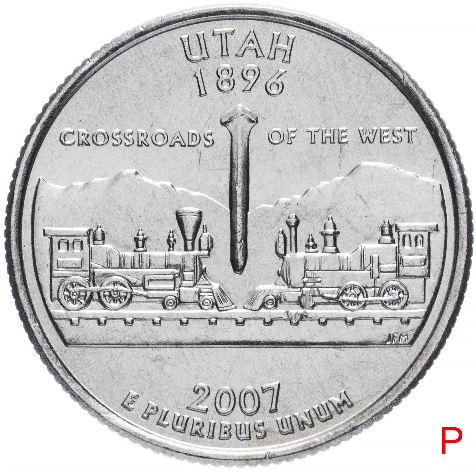 United States Coin American ¼ Dollar | George Washington | Utah | Locomotives | Golden Spike | KM400 | 2007