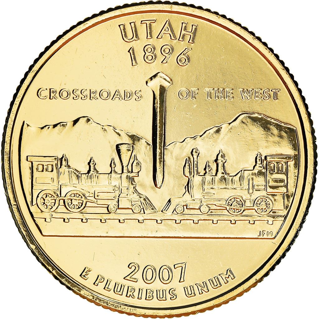 United States Coin American ¼ Dollar | George Washington | Utah | Locomotives | Golden Spike | KM400 | 2007