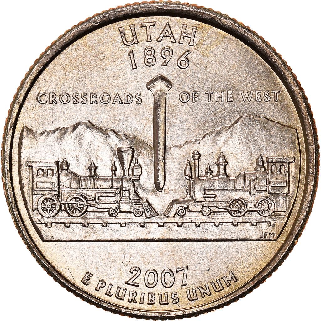 United States Coin American ¼ Dollar | George Washington | Utah | Locomotives | Golden Spike | KM400 | 2007