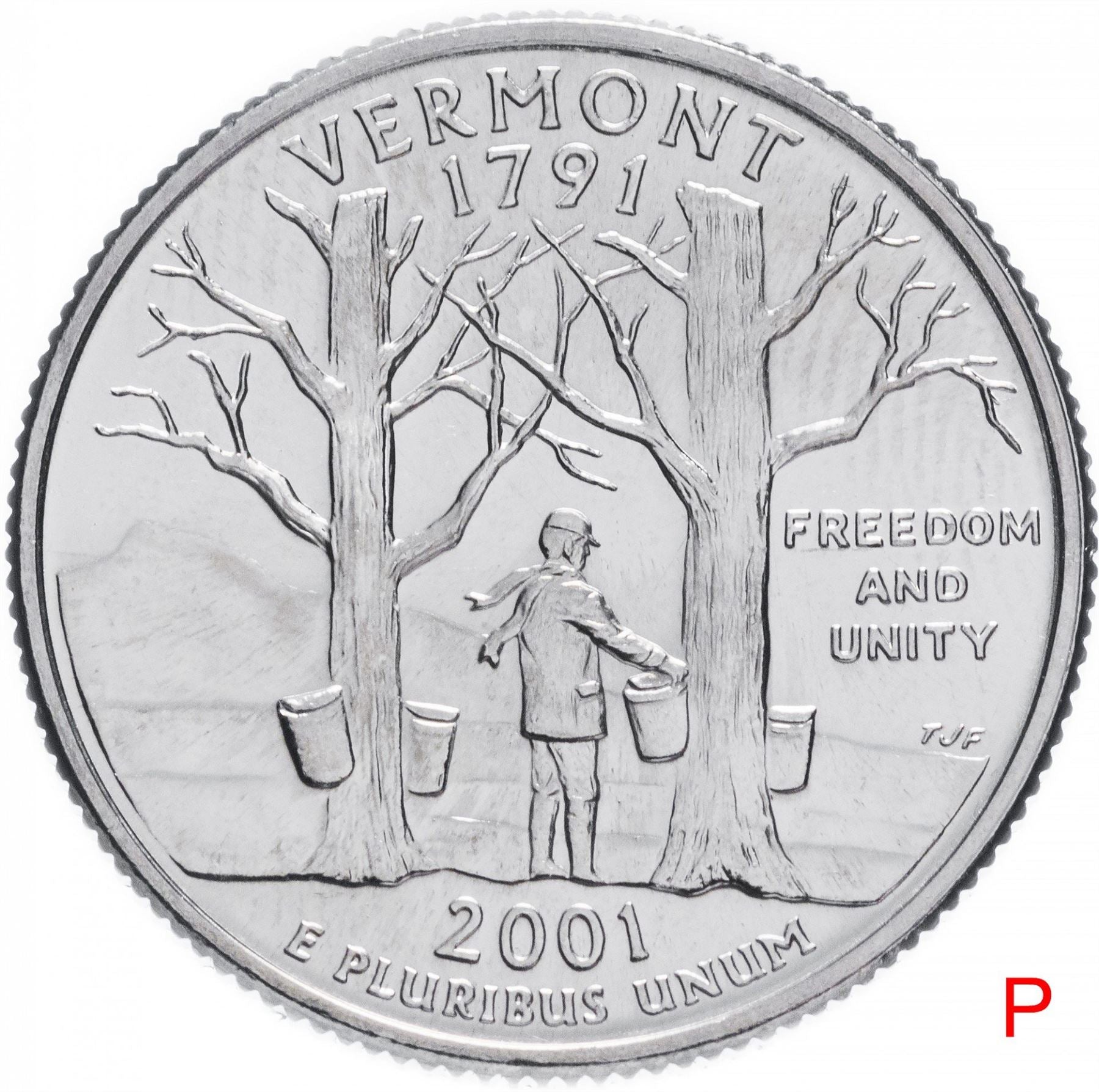 United States Coin American ¼ Dollar | George Washington | Vermont | Maple Tree | KM321 | 2001