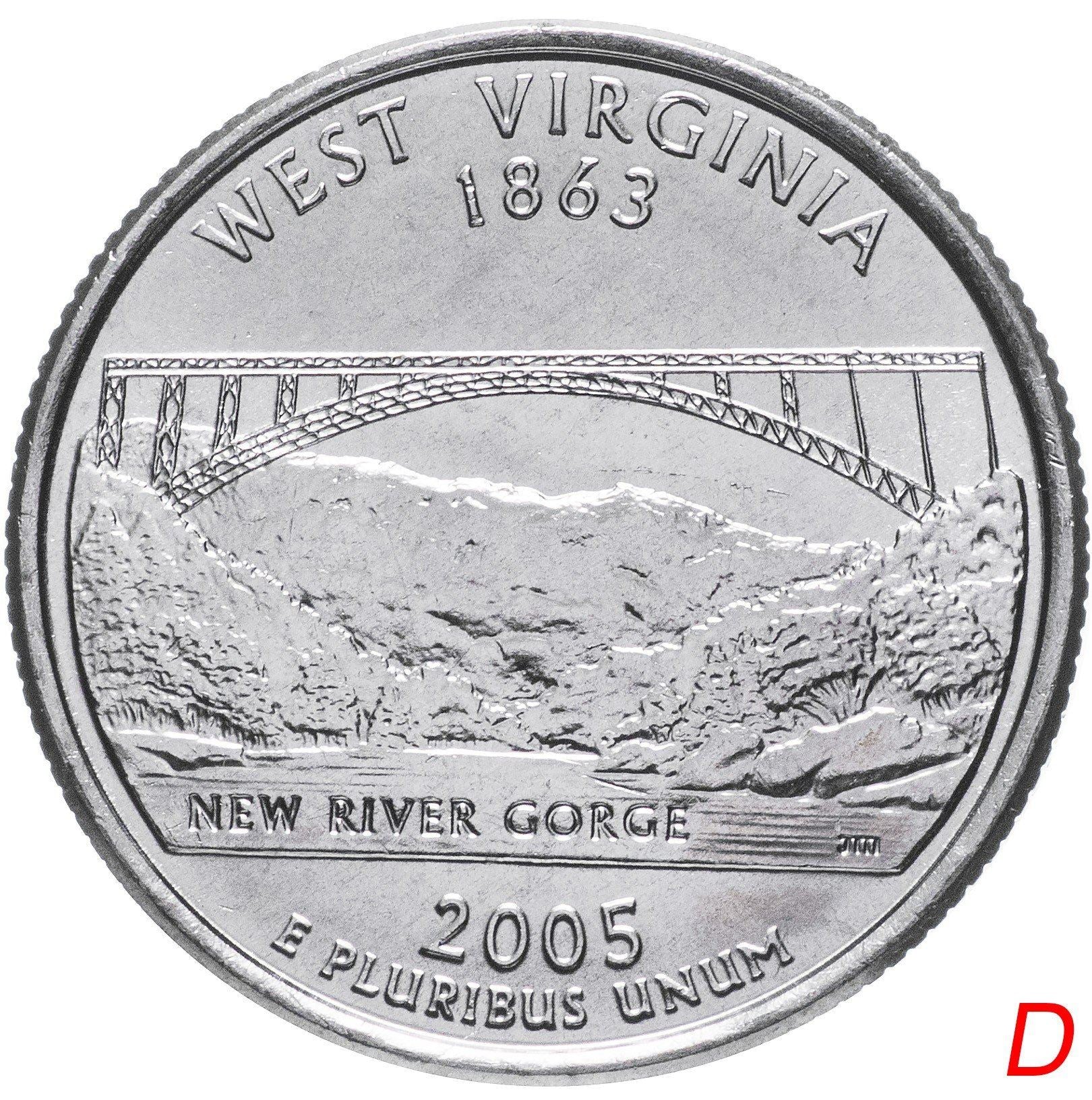 United States Coin American ¼ Dollar | George Washington | West Virginia | New River Gorge Bridge | KM374 | 2005