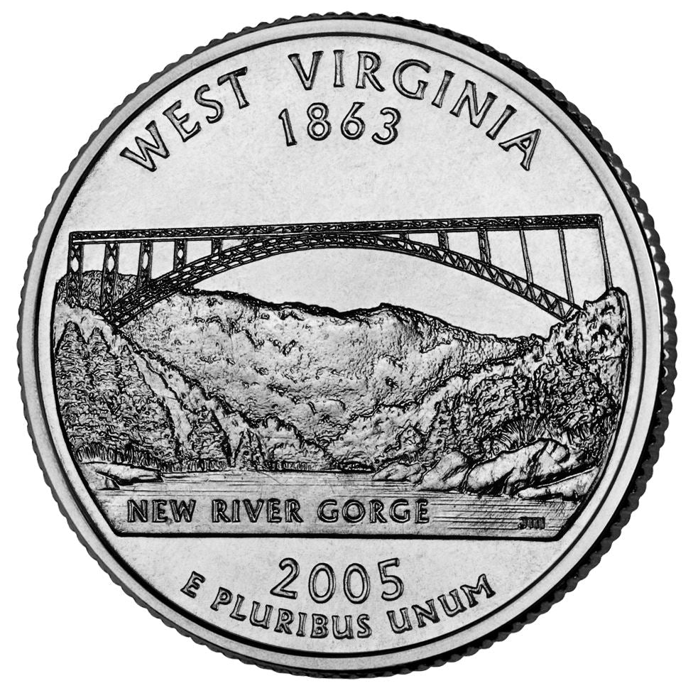 United States Coin American ¼ Dollar | George Washington | West Virginia | New River Gorge Bridge | KM374 | 2005