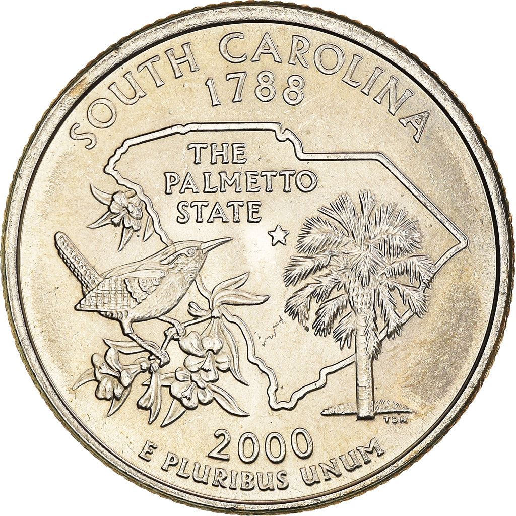 United States Coin American ¼ Dollar | George Washington | Yellow Jessamine | Palmetto Tree | KM307 | 2000