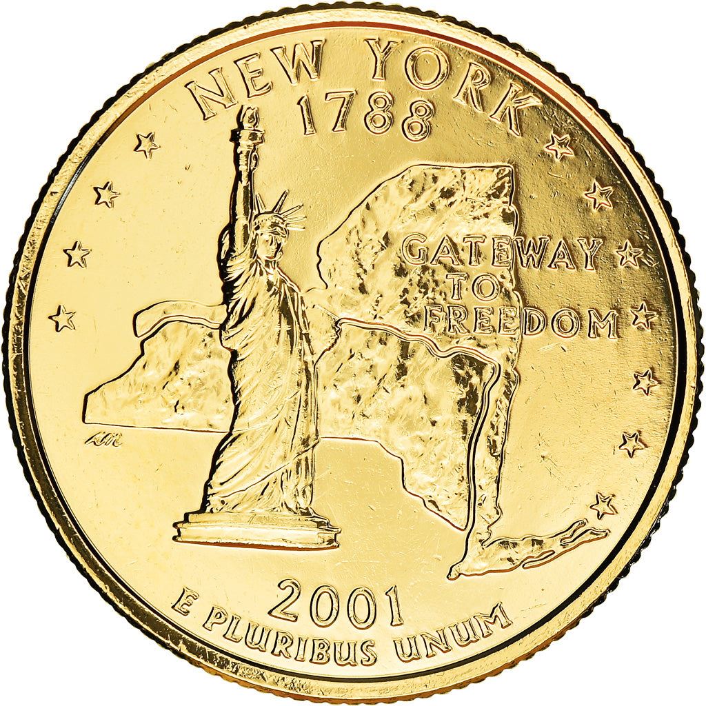 United States Coin American ¼ Dollar | New York | George Washington | Statue of Liberty | KM318 | 2001