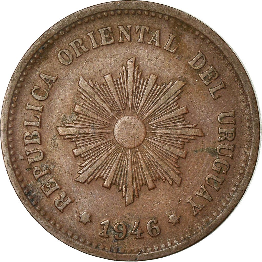 Uruguay 5 Centesimos Coin | Sun | KM21a | 1944 - 1951