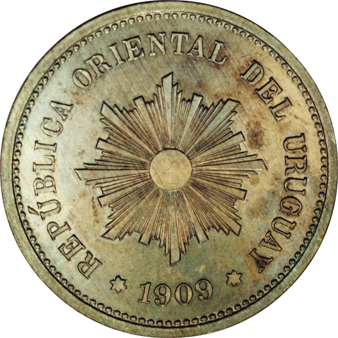 Uruguay 5 Centesimos Coin | Sun | Palm Wreath | KM21 | 1901 - 1941