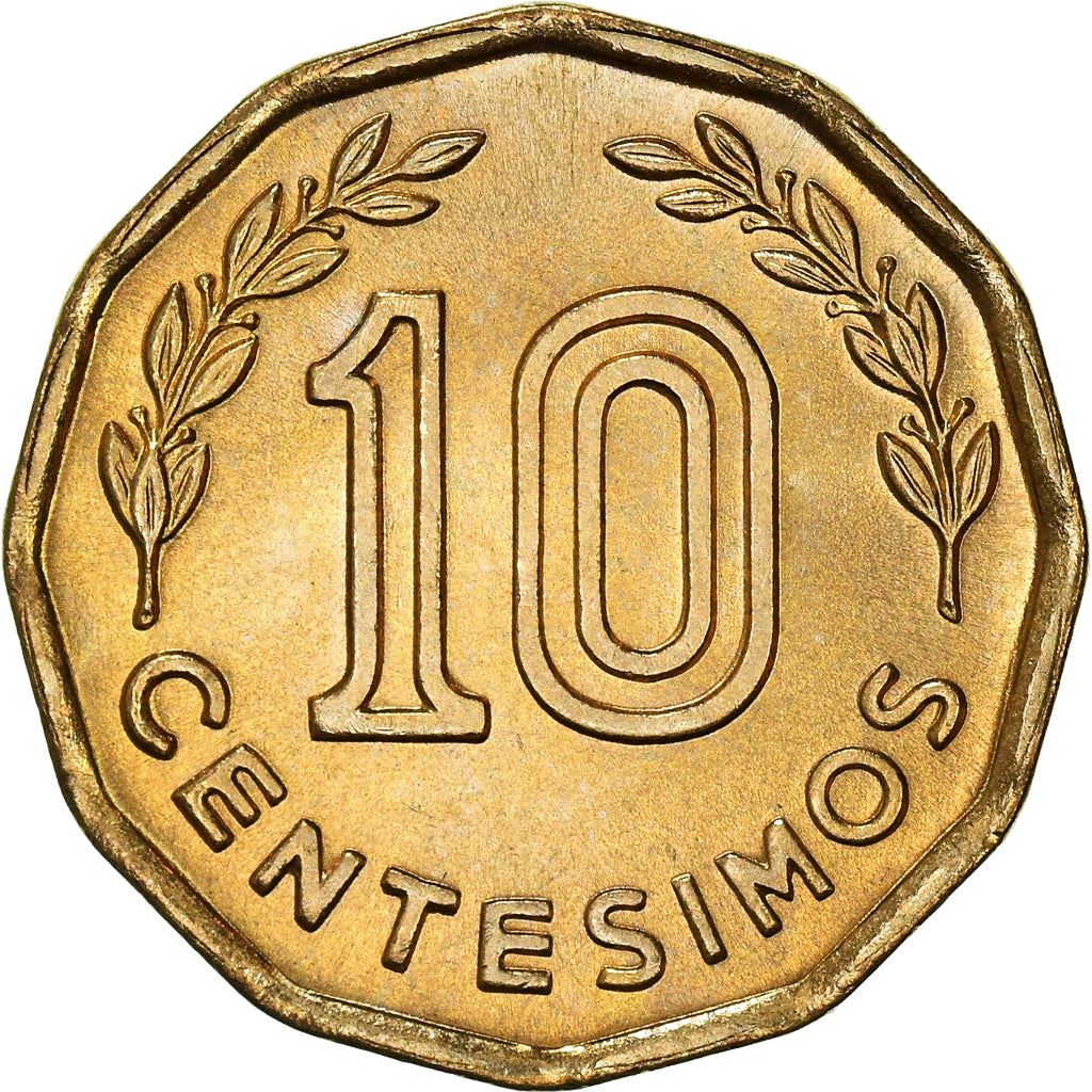 Uruguay Coin 	Uruguayan 10 Centésimos | Hoerse | Olive Sprig | KM66 | 1976 - 1981