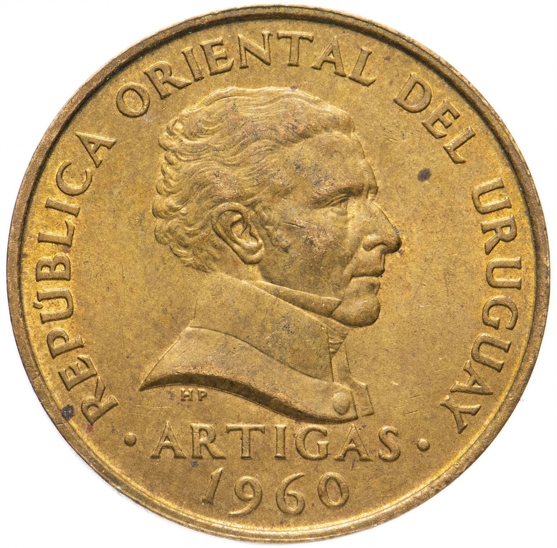 Uruguay Coin 	Uruguayan 10 Centésimos | Jose Gervasio Artigas | KM39 | 1960