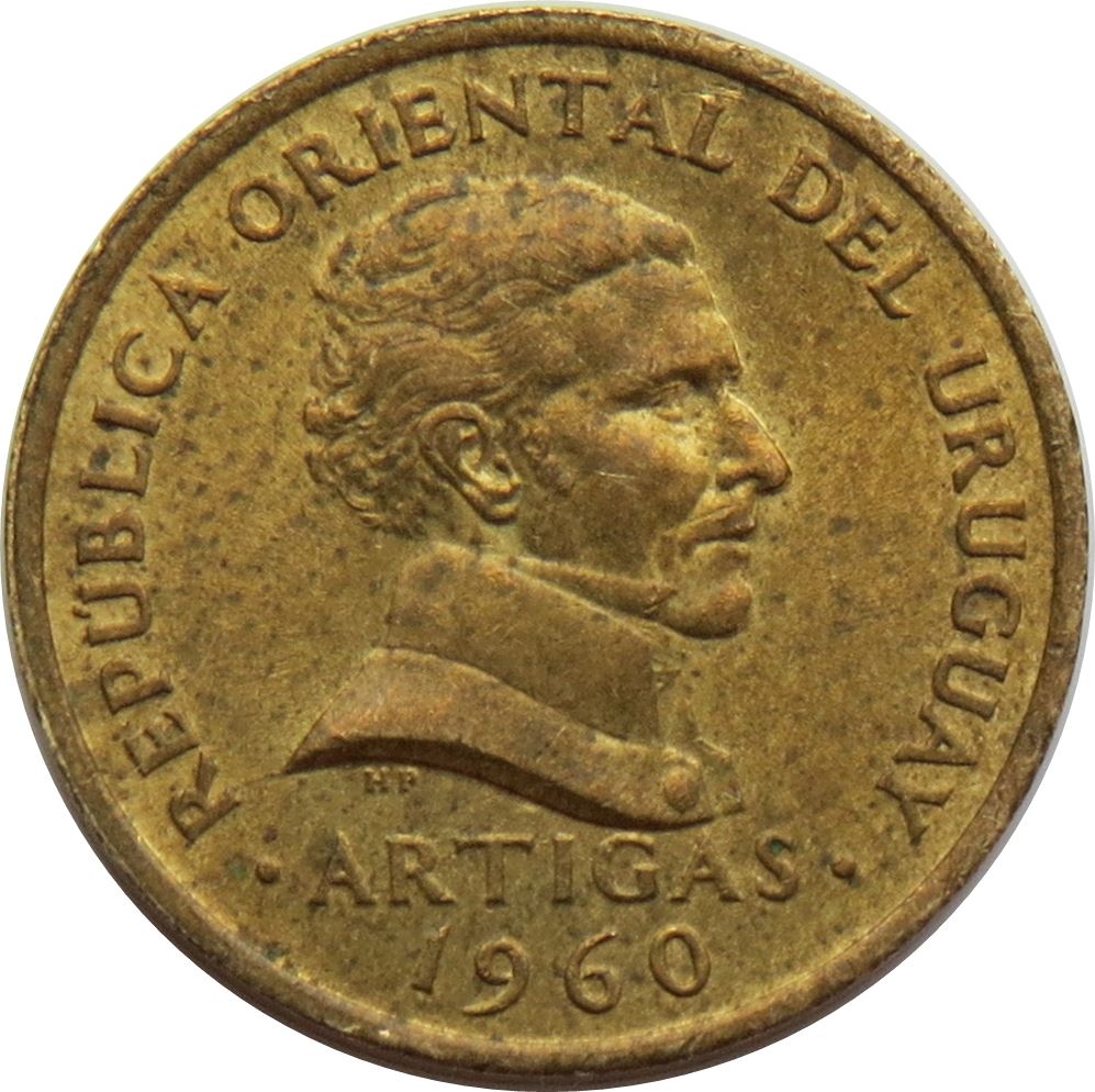 Uruguay Coin Uruguayan 2 Centésimos | Jose Gervasio Artigas | KM37 | 1960