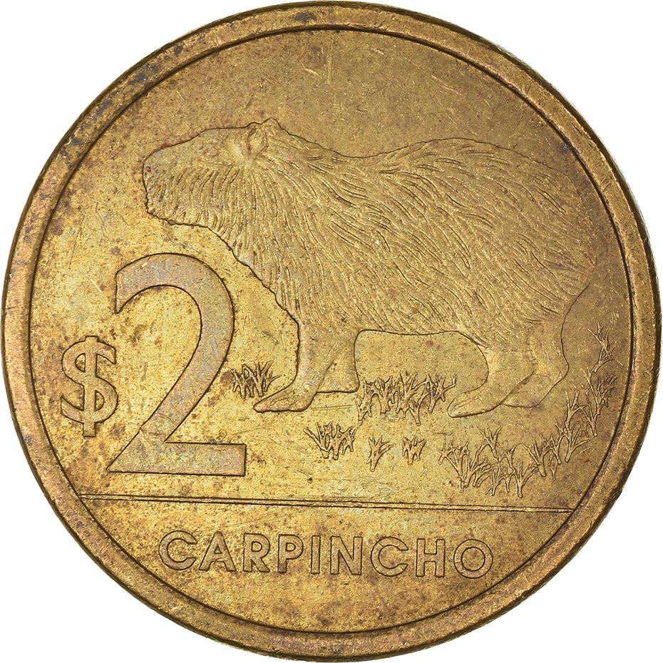 Uruguay Coin 	Uruguayan 2 Pesos | Capybara | KM136 | 2011 - 2019