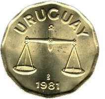 Uruguay Coin 	Uruguayan 50 Centésimos | Roman Scale | KM68 | 1976 - 1981