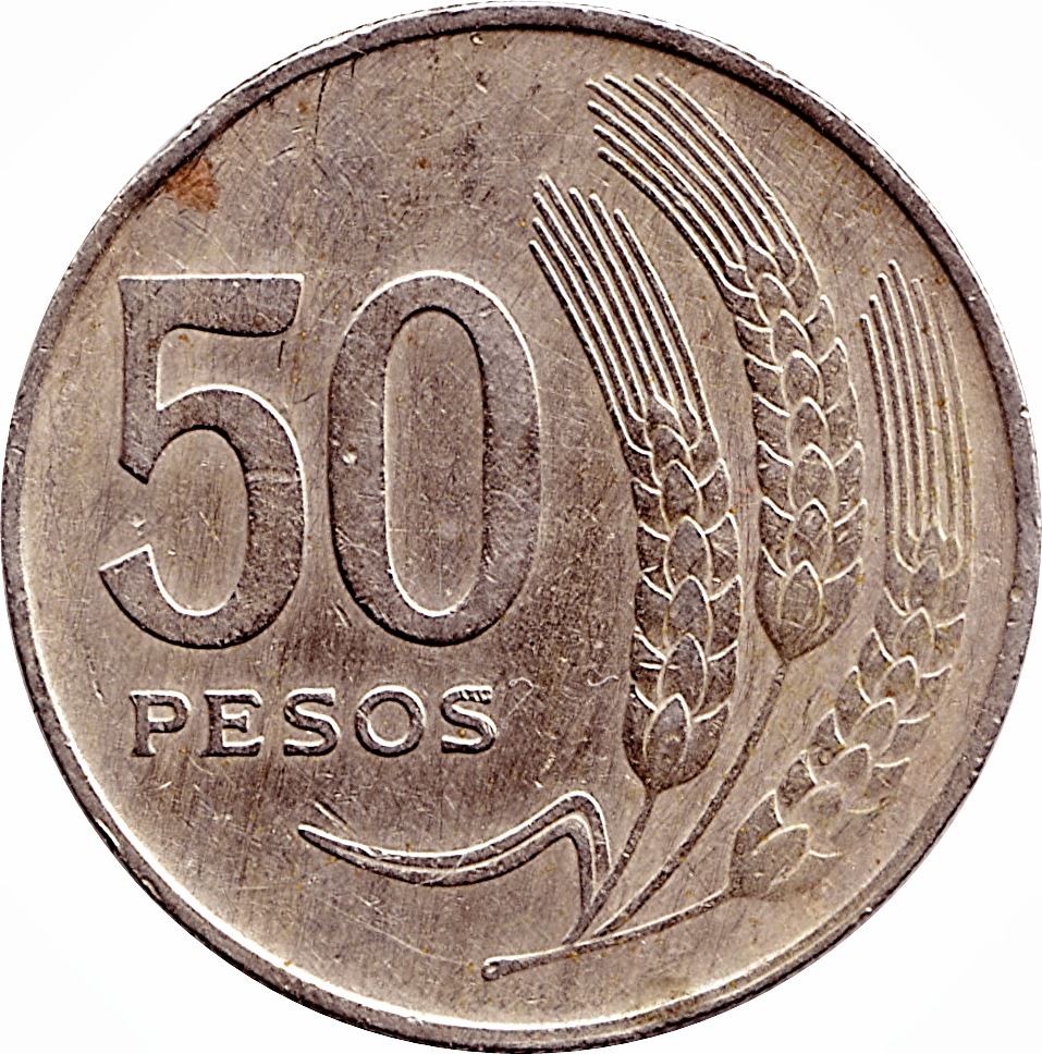 Uruguay Coin 	Uruguayan 50 Pesos | Sun | KM57 | 1970