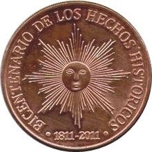 Uruguay Coin 	Uruguayan 50 Pesos | Uruguayos Independence | Jose Gervasio Artigas | Sun | KM139 | 2011