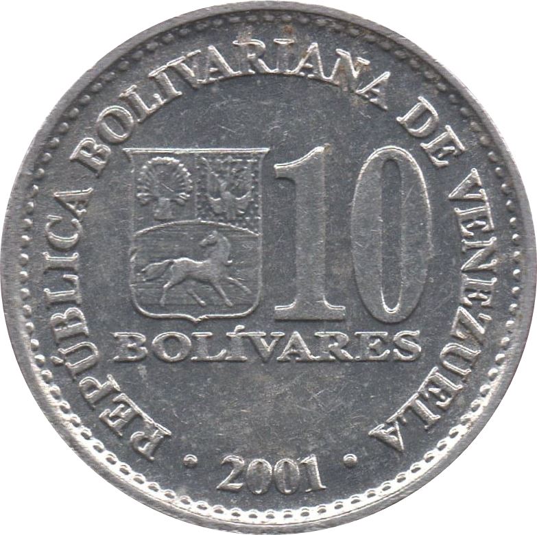 Venezuela | 10 Bolivares Coin | Non-magnetic | Palomo Horse | Simon Bolivar | KM80a | 2001 - 2004