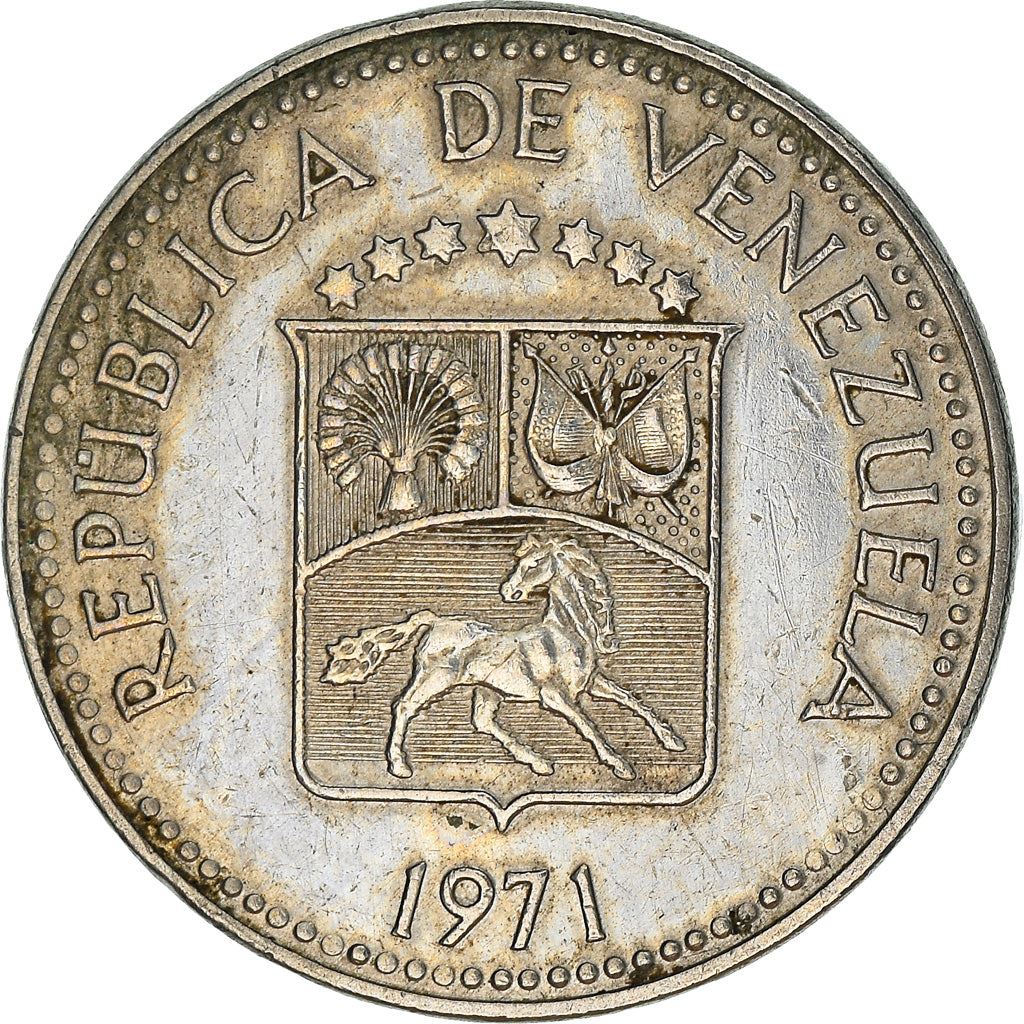 Venezuela | 10 Centimos Coin | Palomo Horse | Wreath | KMA40 | 1971