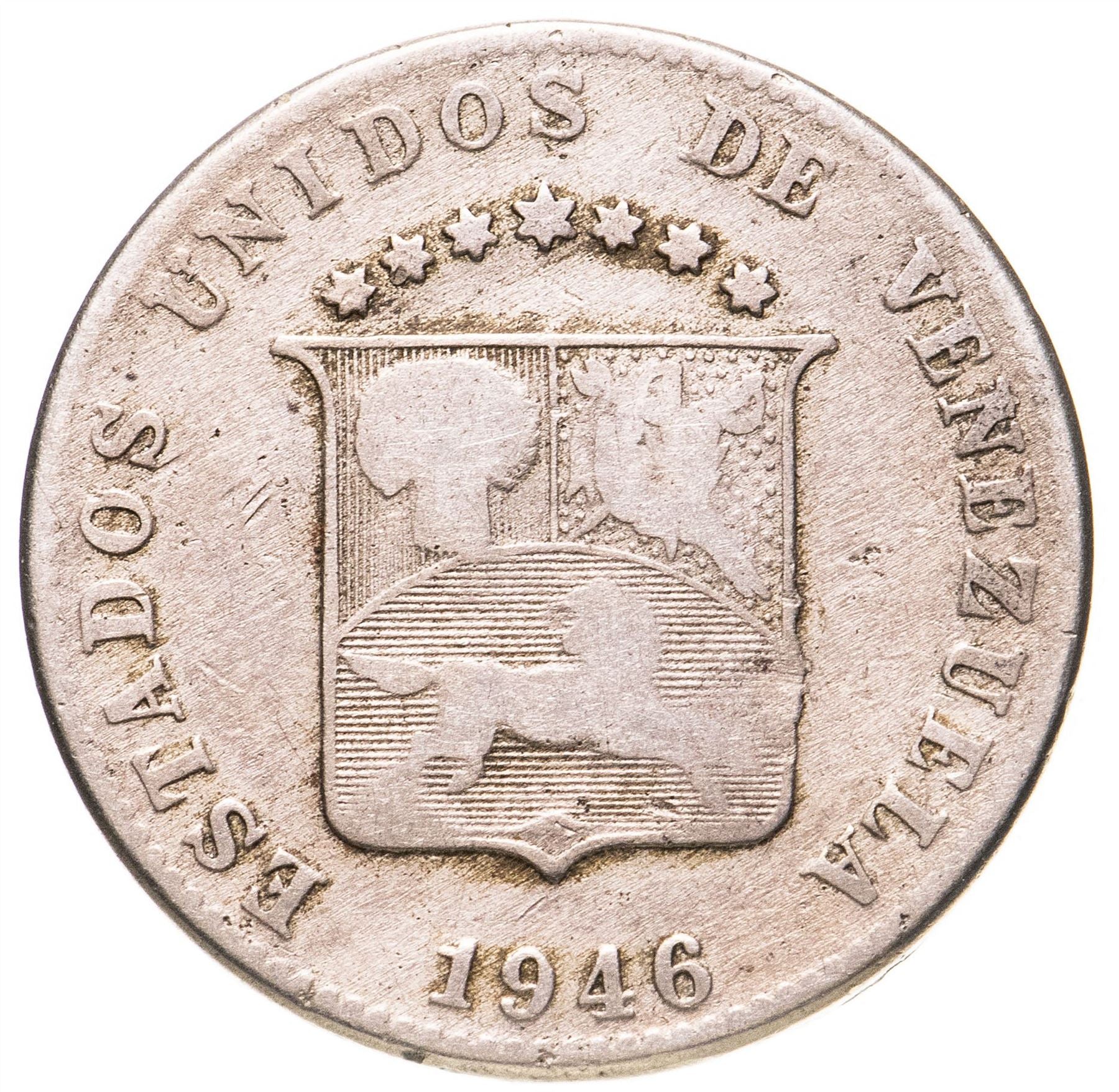 Venezuela | 12.5 Centimos Coin | Palomo Horse | Wreath | KM30a | 1945 - 1948