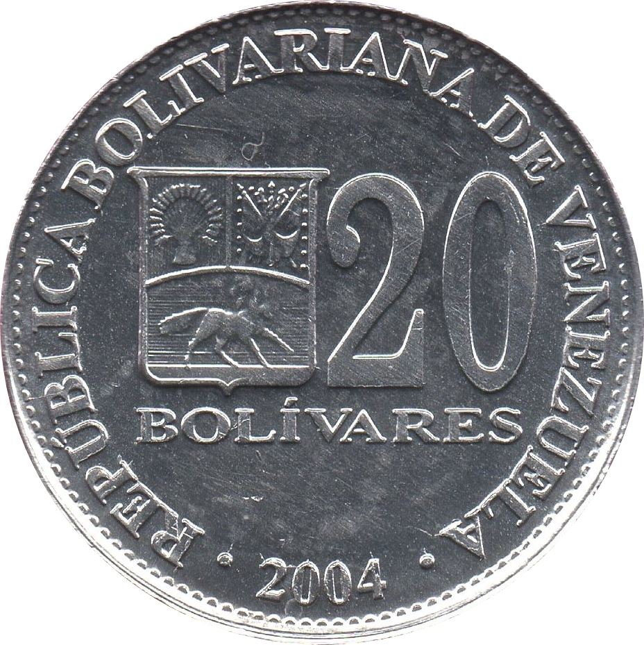 Venezuela | 20 Bolivares non-magnetic | Palomo Horse | Simon Bolivar | KM81a | 2001 - 2004