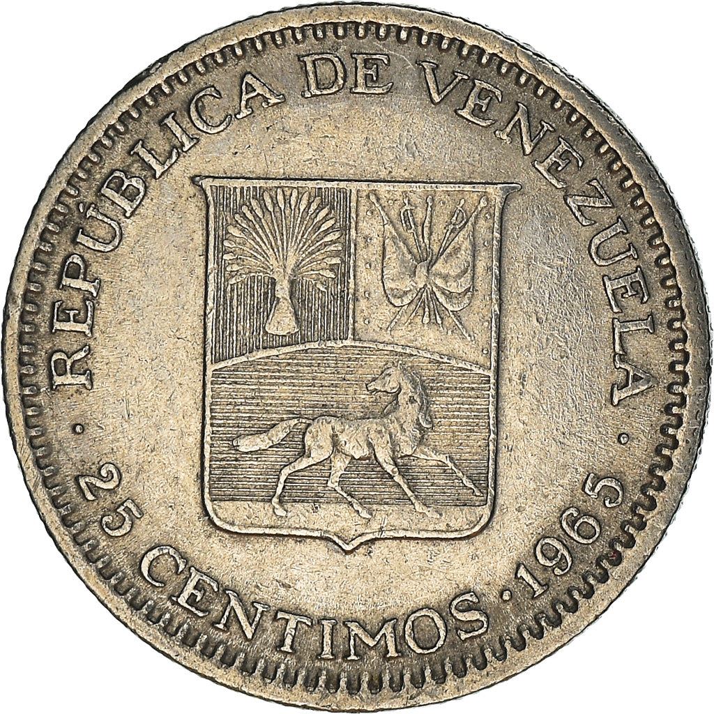 Venezuela | 25 Centimos Coin | Palomo Horse | Simon Bolivar | KM40 | 1965