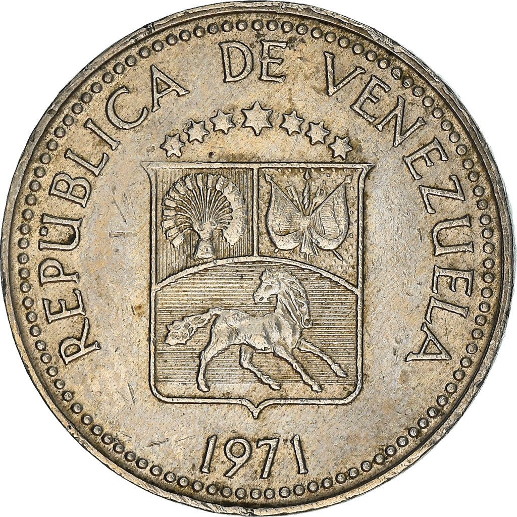 Venezuela | 5 Centimos Coin | Palomo Horse | Wreath | KM38.3 | 1971