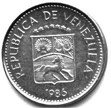 Venezuela | 5 Centimos Coin | Palomo Horse | Wreath | KM49b | 1986