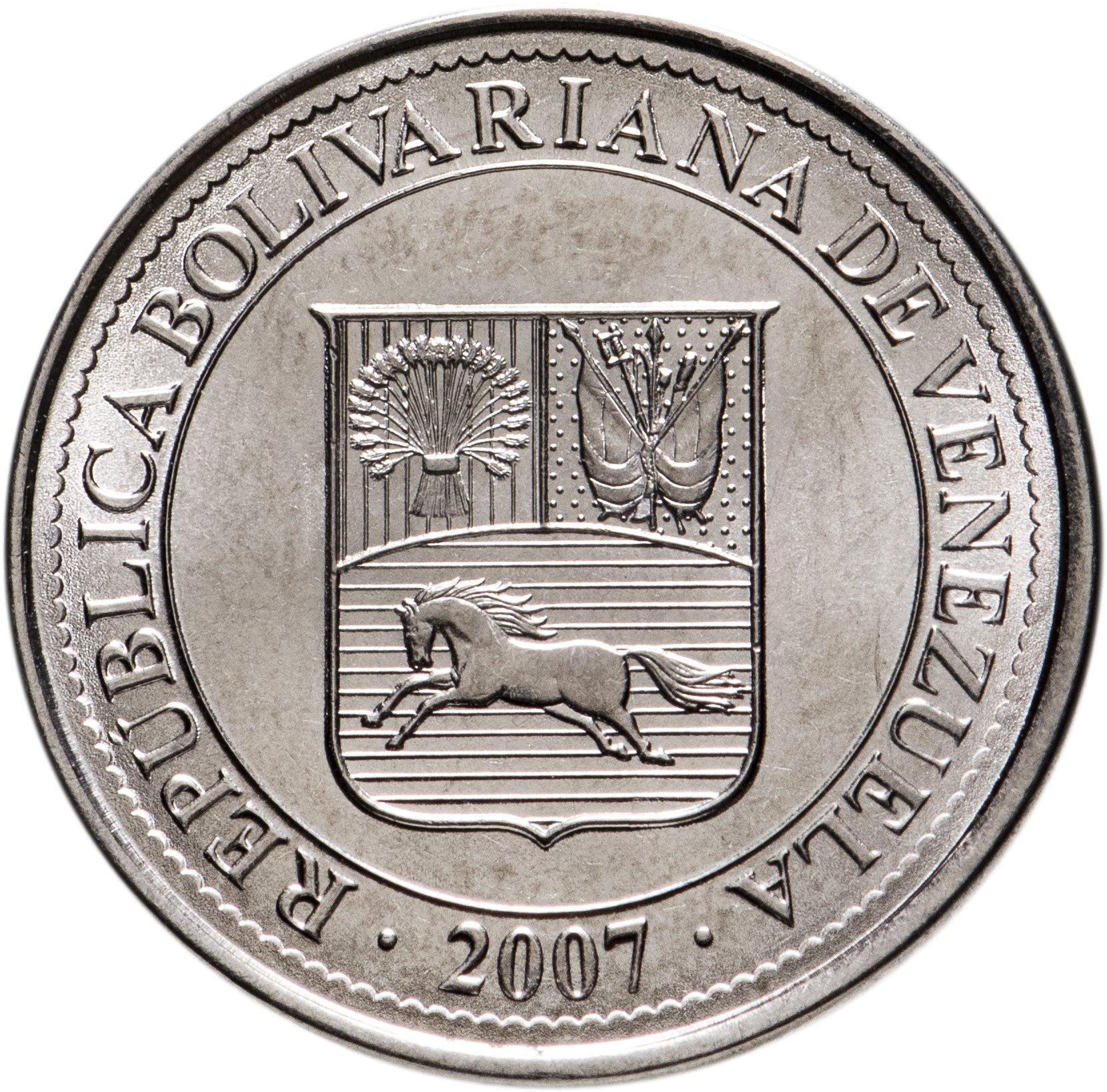 Venezuela | 50 Centimos Coin | Palomo Horse | Stars | KM92 | 2007 - 2012