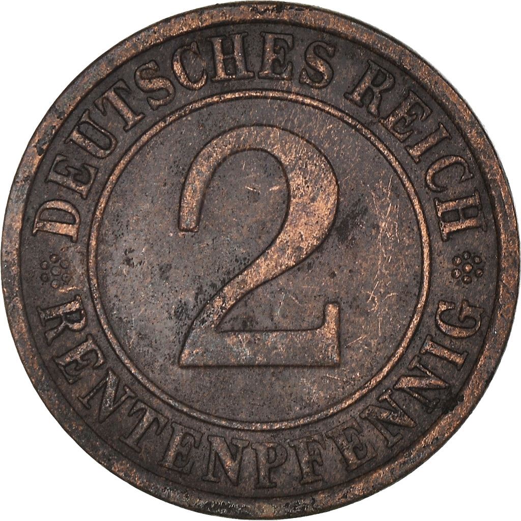 Weimar Republic 2 Rentenpfennig Coin | German Reich | KM31 | 1923 - 1924