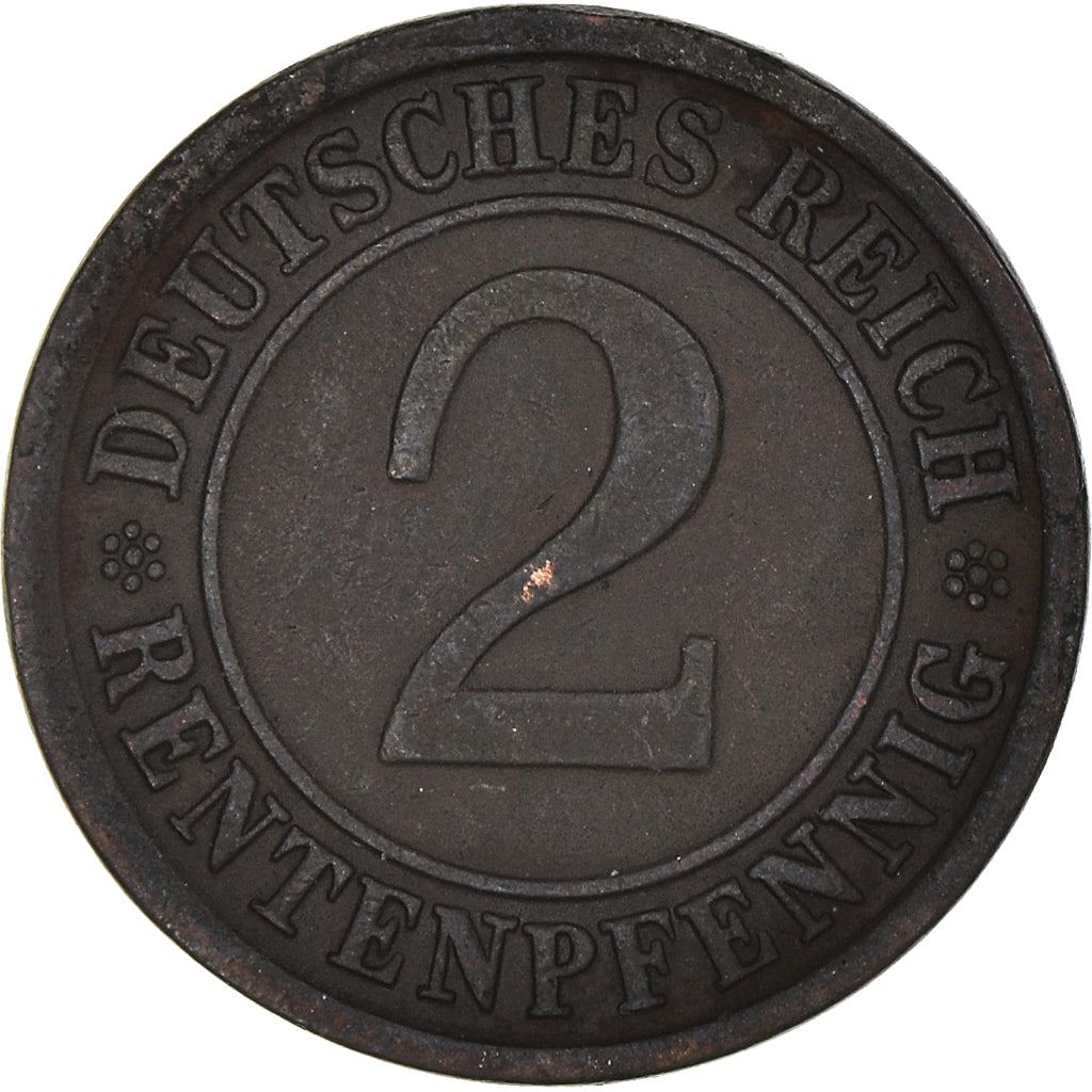 Weimar Republic 2 Rentenpfennig Coin | German Reich | KM31 | 1923 - 1924