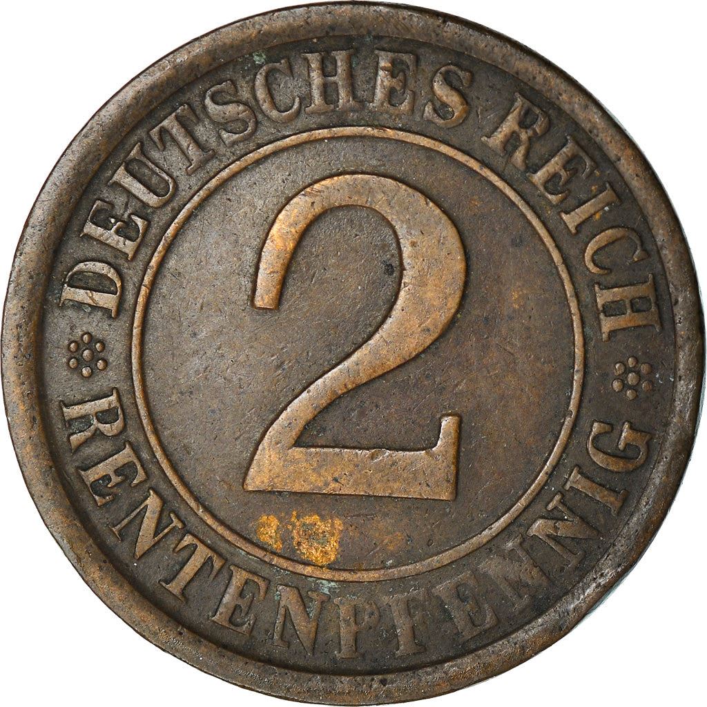 Weimar Republic 2 Rentenpfennig Coin | German Reich | KM31 | 1923 - 1924