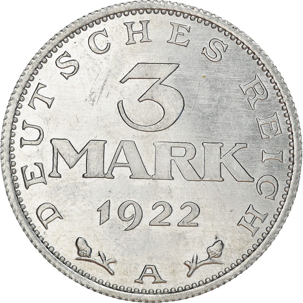 Weimar Republic 3 Mark Coin | German Reich | KM28 | 1922