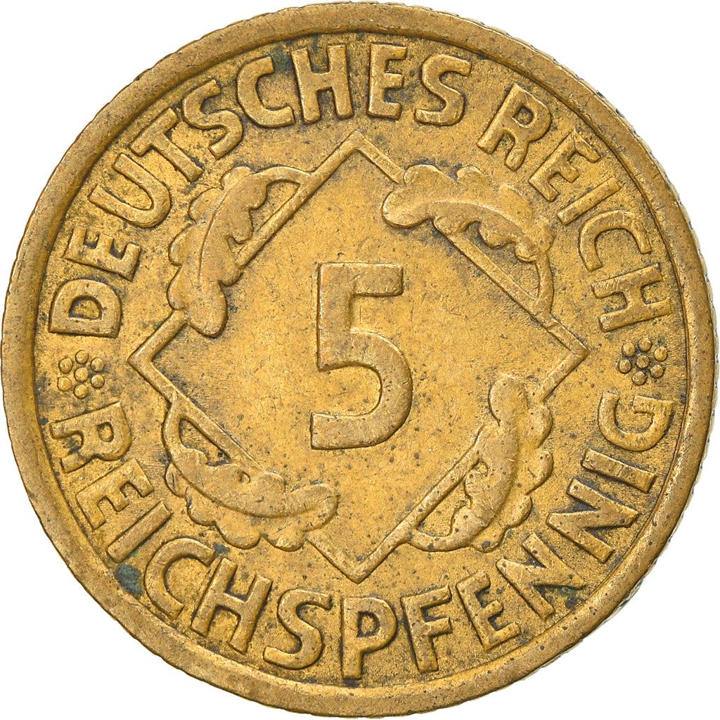 Weimar Republic 5 Reichspfennig Coin | German Reich | KM39 | 1924 - 1936