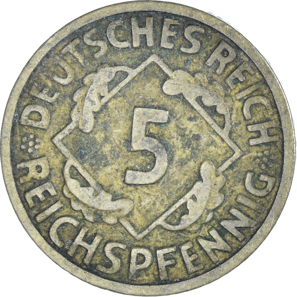 Weimar Republic 5 Reichspfennig Coin | German Reich | KM39 | 1924 - 1936