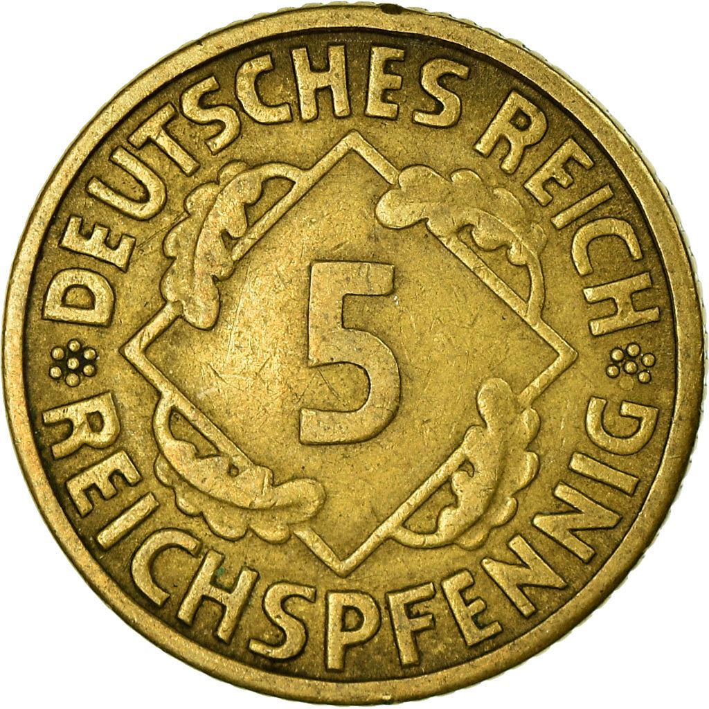 Weimar Republic 5 Reichspfennig Coin | German Reich | KM39 | 1924 - 1936