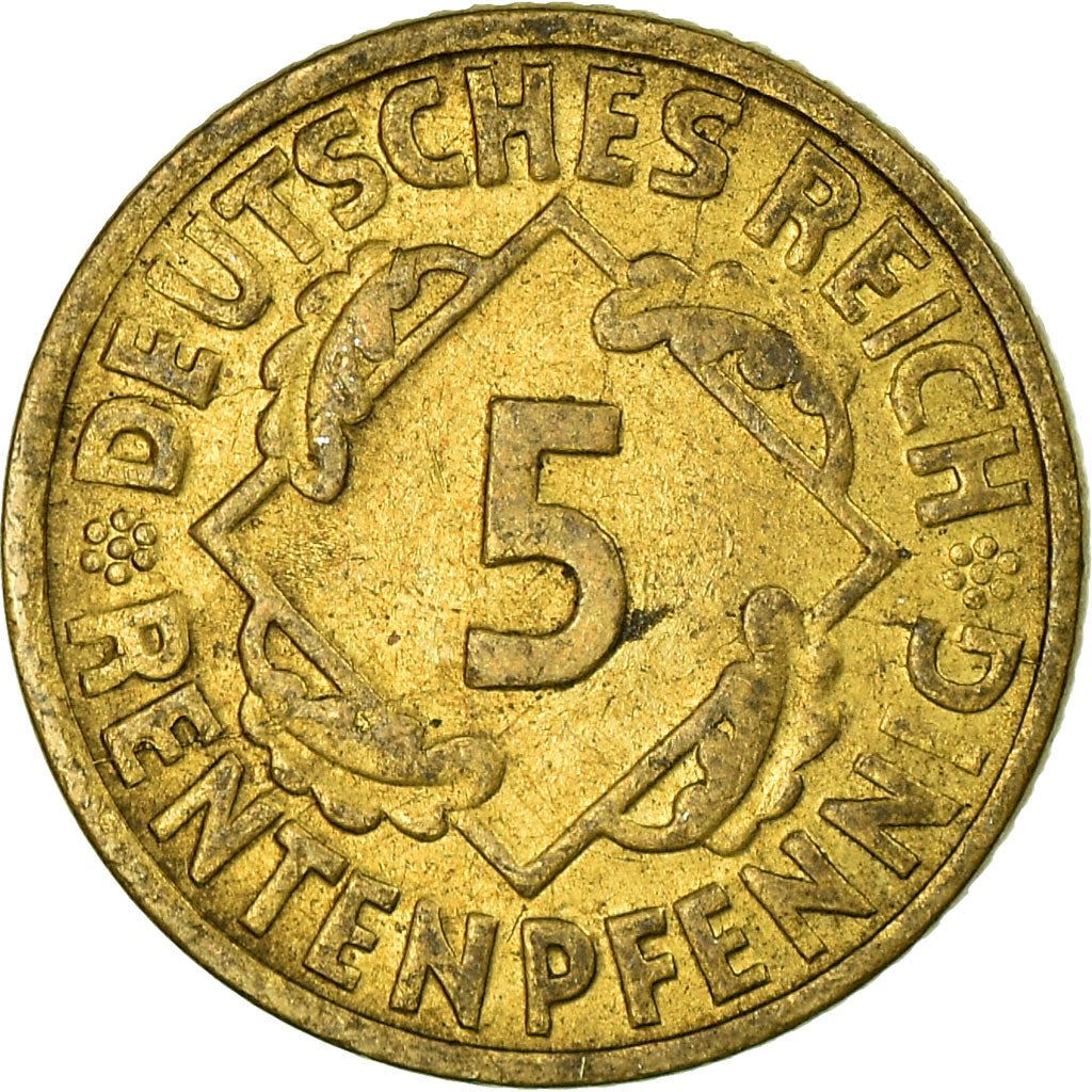 Weimar Republic 5 Rentenpfennig Coin | German Reich | KM32 | 1923 - 1925