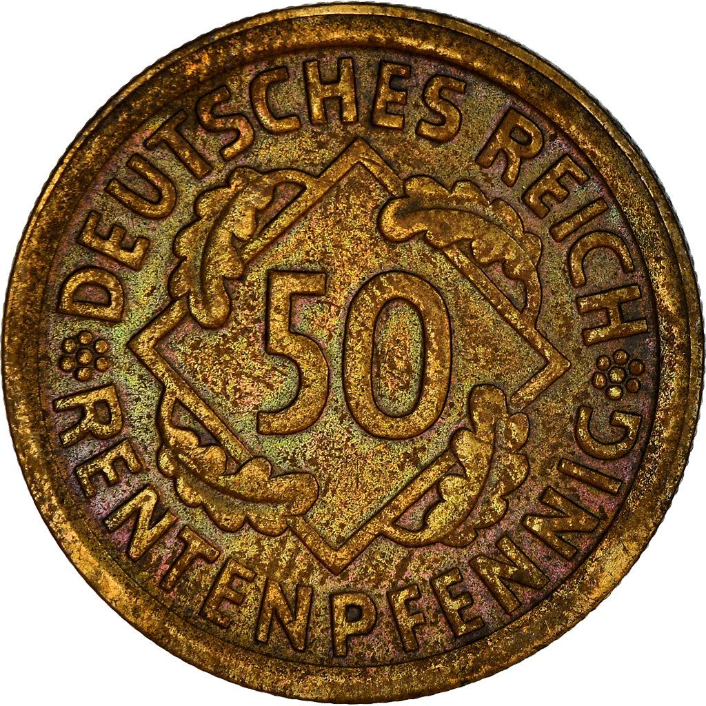 Weimar Republic 50 Rentenpfennig Coin | German Reich | KM34 | 1923 - 1924