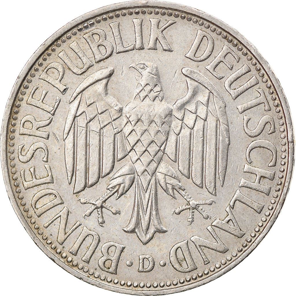 West German 1 Deutsche Mark Coin | KM110 | 1950 - 2001