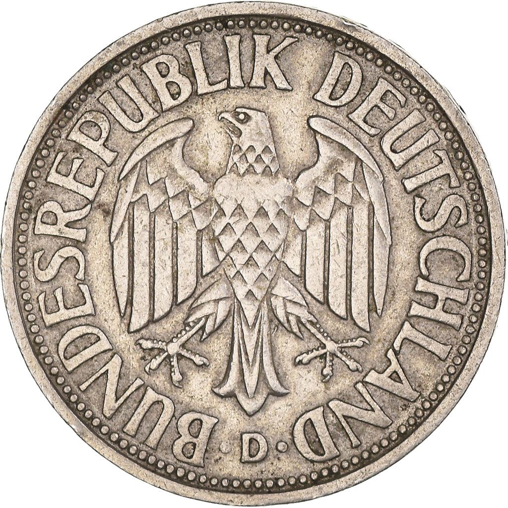 West German 1 Deutsche Mark Coin | KM110 | 1950 - 2001