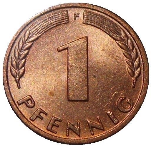 West German 1 Pfennig | KM105 | 1950 - 2001