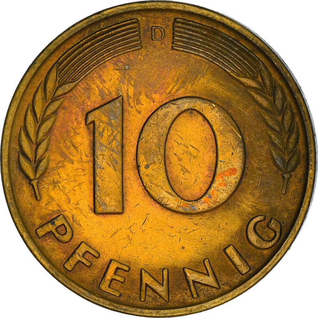 West German 10 Pfennig | KM108 | 1950 - 2001