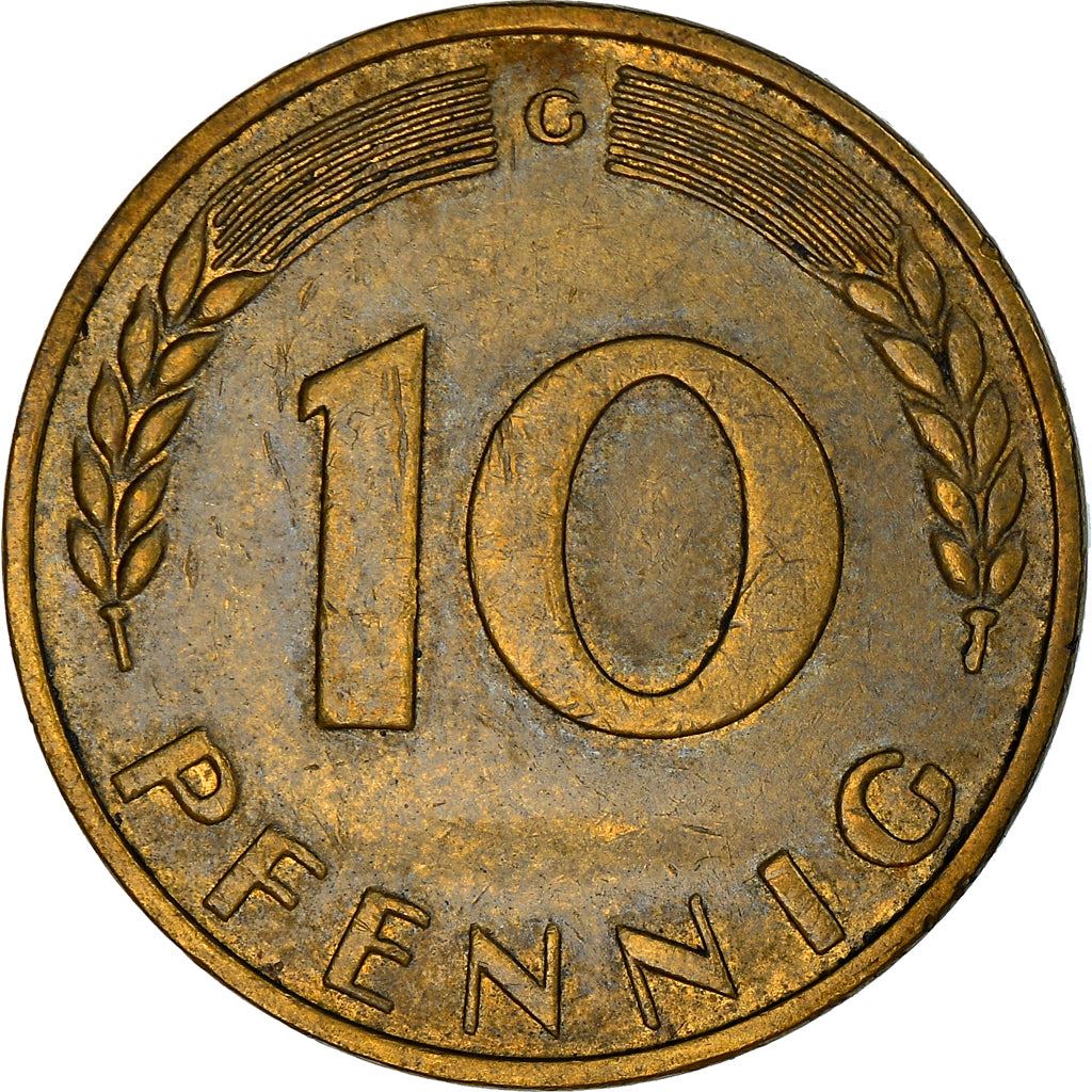 West German 10 Pfennig | KM108 | 1950 - 2001