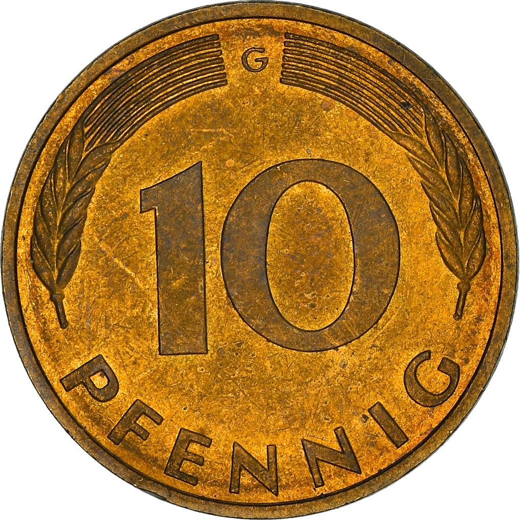 West German 10 Pfennig | KM108 | 1950 - 2001