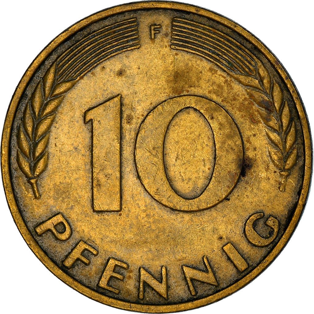 West German 10 Pfennig | KM108 | 1950 - 2001