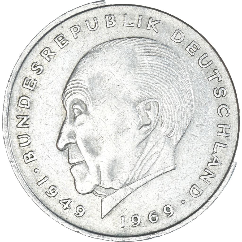 West German 2 Deutsche Mark Coin | Konrad Adenauer | KM124 | 1969 - 1987