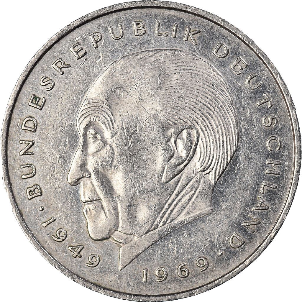 West German 2 Deutsche Mark Coin | Konrad Adenauer | KM124 | 1969 - 1987