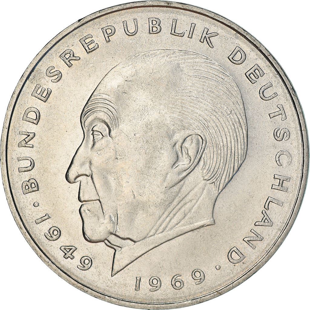 West German 2 Deutsche Mark Coin | Konrad Adenauer | KM124 | 1969 - 1987