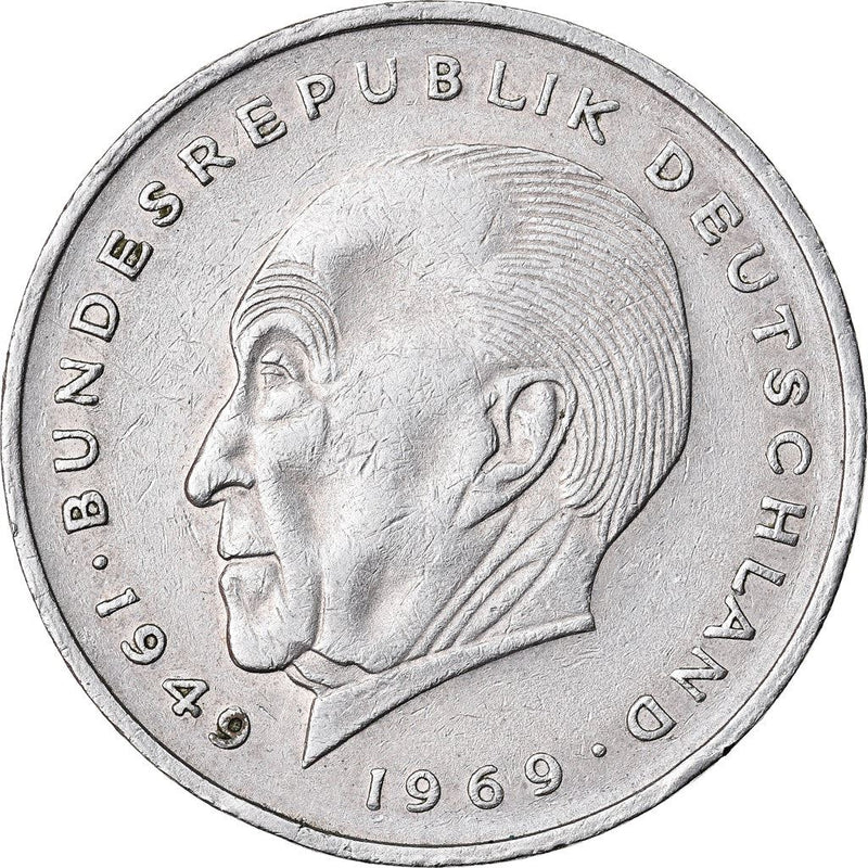 West German 2 Deutsche Mark Coin | Konrad Adenauer | KM124 | 1969 - 19