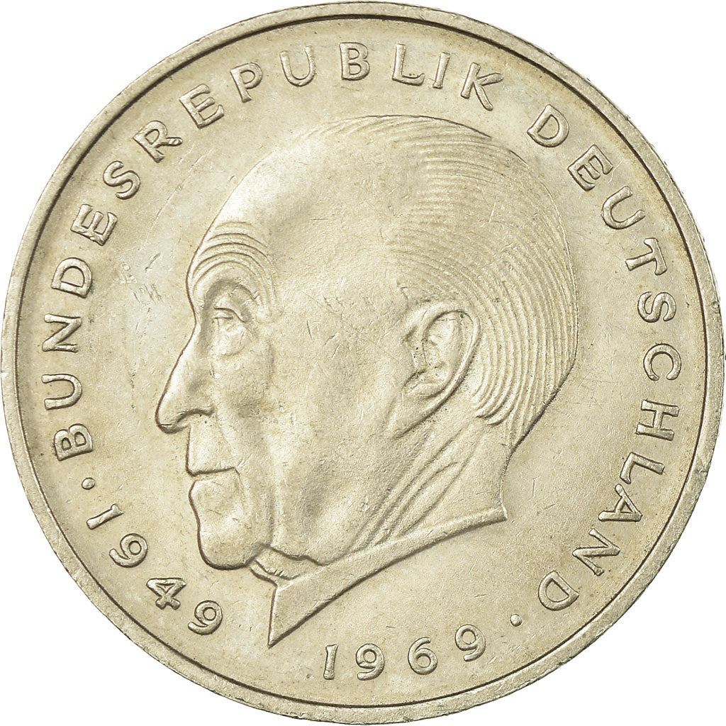 West German 2 Deutsche Mark Coin | Konrad Adenauer | KM124 | 1969 - 1987