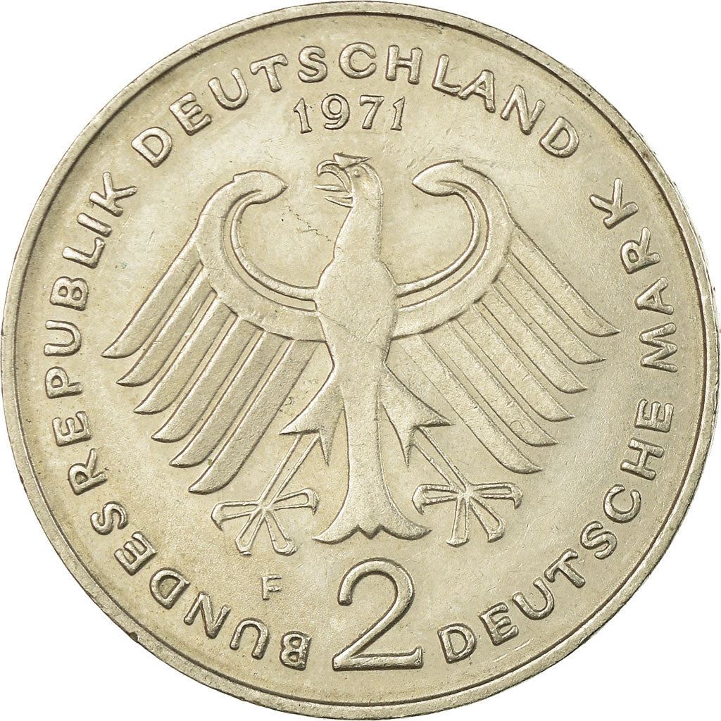 West German 2 Deutsche Mark Coin | Konrad Adenauer | KM124 | 1969 - 1987