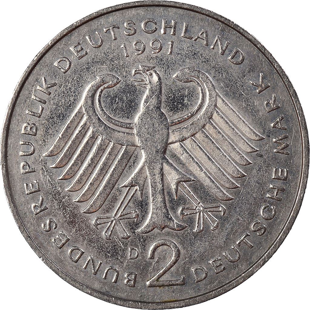 West German 2 Deutsche Mark Coin | Kurt Schumacher | KM149 | 1979 - 1993